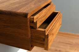 Floating Nightstand With Two Drawers in Solid Oak - Clean Modern - thumbnail 1