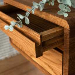 Floating Nightstand With Two Drawers in Solid Oak - Clean Modern - thumbnail 4