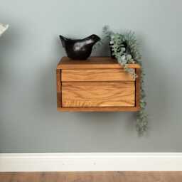 Floating Nightstand With Two Drawers in Solid Oak - Clean Modern - thumbnail 2