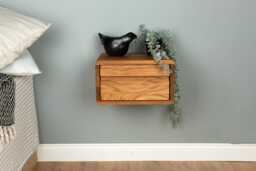 Floating Nightstand With Two Drawers in Solid Oak - Clean Modern