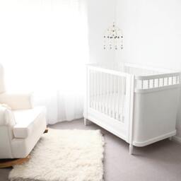 Grey & White Baby Mobile - Gender Neutral Felt Pom Crib Minimalist Wool Ball Nursery Cot Wooden Arch Ceiling - thumbnail 2