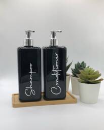 Personalised Black Square Soap Dispenser Bottle With Silver Pump 250Ml & 500Ml - thumbnail 1