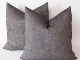Black Linen Pillow Cover Set Cut Blac Decorative Cushion - thumbnail 1