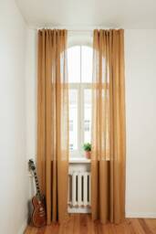 Linen Curtain Panels - Set Of 2 Handmade Semi-Sheer Rod Pocket Curtains