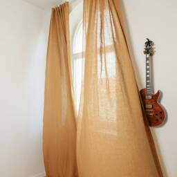 Linen Curtain Panels - Set Of 2 Handmade Semi-Sheer Rod Pocket Curtains - thumbnail 2