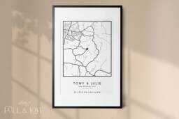 Map Coordinates Print - Couples Anniversary Wedding Gift Wall Decor Engagement Valentines New Home Christmas - thumbnail 1