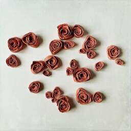 Handmade Small Clay Whimsical Botanical Wall Sculpture 3D Decor Rose Flowers - thumbnail 2