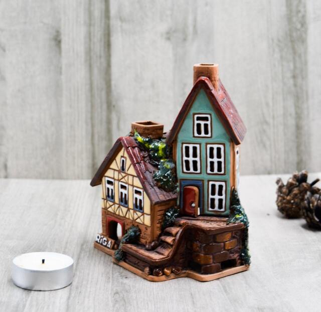 Handmade Ceramic House Candle Holder, Aroma Oil Burner, Home Decor - image 1