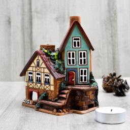 Handmade Ceramic House Candle Holder, Aroma Oil Burner, Home Decor - thumbnail 2