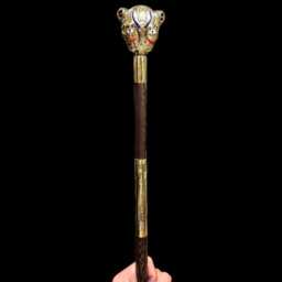 Ebony Wood Was Sceptre Sekhmet, Osiris Staff With Brass Detail - thumbnail 2