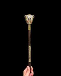 Ebony Wood Was Sceptre Sekhmet, Osiris Staff With Brass Detail