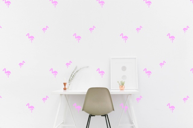 Flamingo Wall Decal Kids Room Standing Bird Wall Sticker, Bedroom Pattern Wallpaper Vinyl Decals, Nursery Stickers Home Decor - image 1