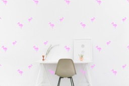 Flamingo Wall Decal Kids Room Standing Bird Wall Sticker, Bedroom Pattern Wallpaper Vinyl Decals, Nursery Stickers Home Decor - thumbnail 1