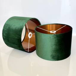 New Luxury Premium Quality Glamour Emerald Green Velvet Fabric With Brushed Metallics Lining Lamp Shade Pendant Light in Multi Sizes - thumbnail 3