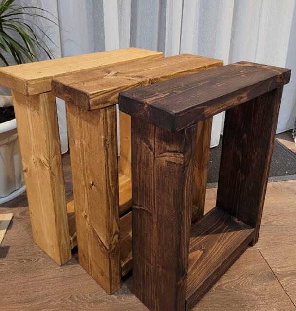 Solid Wood End Sofa Rustic Side Handmade Slim Narrow Table 14.5 cm Various Sizes & Colours - image 1