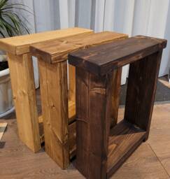 Solid Wood End Sofa Rustic Side Handmade Slim Narrow Table 14.5 cm Various Sizes & Colours