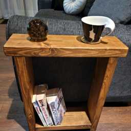 Solid Wood End Sofa Rustic Side Handmade Slim Narrow Table 14.5 cm Various Sizes & Colours - thumbnail 2