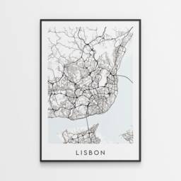 Lisbon Map Print - Minimal Poster Art Portugal - thumbnail 1