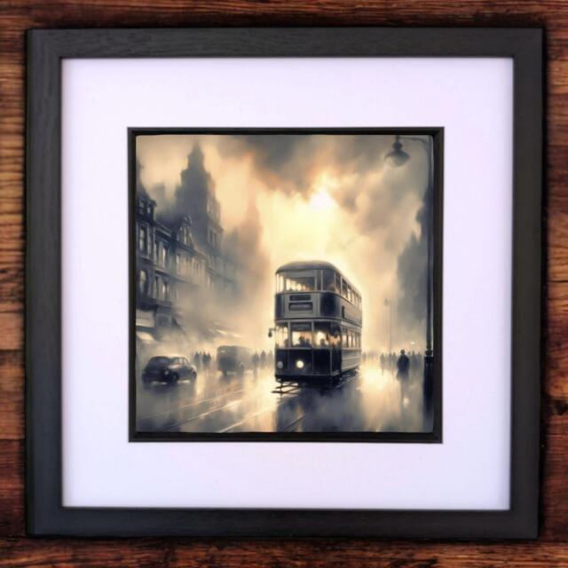 "Glasgow Wall Art Print Last Tram To Drumchapel, Scottish History - 12""x12" - image 1