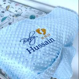 Personalised Baby Blanket - Name Embroidery Popcorn - thumbnail 1