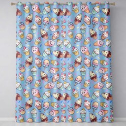 Kawaii Ice Cream Cone Popsicle Sweet Dessert Seamless Pattern Blue Readymade Eyelet Ring Top Thermal 100% Blackout Curtains - thumbnail 2