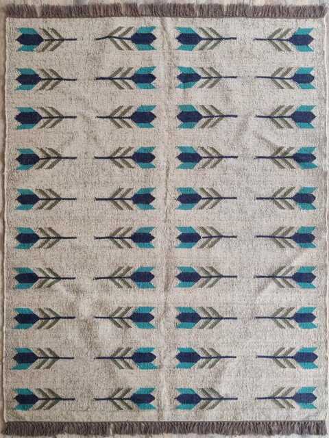 Motif Wool Jute Kilim Rug - Living Room/Bedroom Study - image 1
