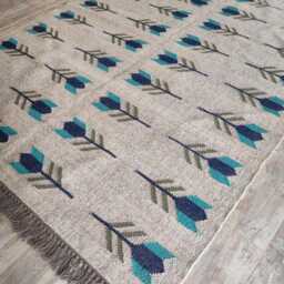 Motif Wool Jute Kilim Rug - Living Room/Bedroom Study - thumbnail 2