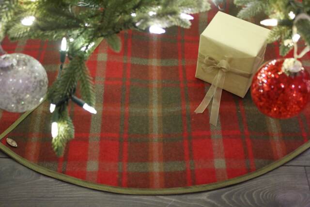Dark Maple Tartan Recycled Wool Christmas Tree Skirt - image 1