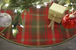 Dark Maple Tartan Recycled Wool Christmas Tree Skirt - thumbnail 1
