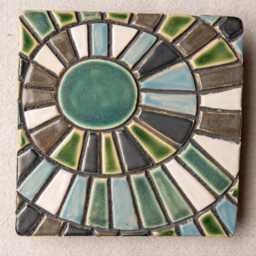 Hand Carved Ceramic Wall Art Tiles Geometric Stoneware - Made To Order Ingression - thumbnail 3