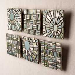 Hand Carved Ceramic Wall Art Tiles Geometric Stoneware - Made To Order Ingression - thumbnail 2