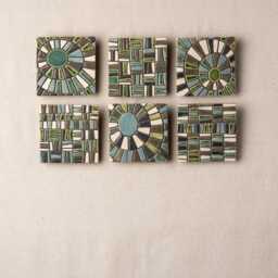 Hand Carved Ceramic Wall Art Tiles Geometric Stoneware - Made To Order Ingression