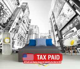 Tokyo City Street Wallpaper Mural, Anime Room Decor, Black & White, Peel Stick - thumbnail 1