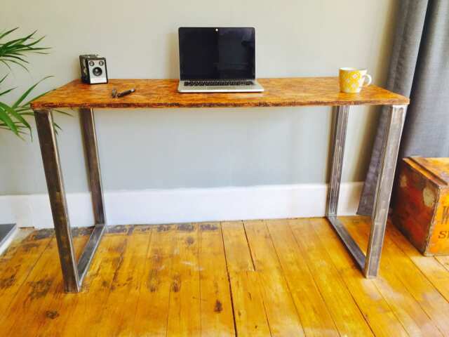 Osb Industrial Desk With Box Steel Pedestal Legs - image 1