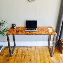 Osb Industrial Desk With Box Steel Pedestal Legs - thumbnail 2
