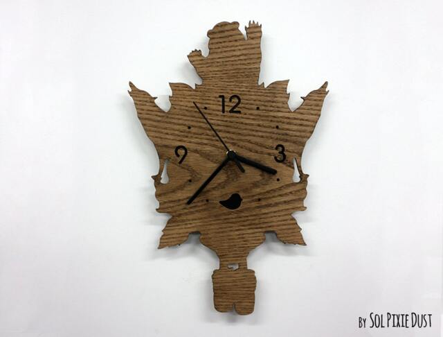 Wild Forest Modern Cuckoo Silhouette - Wooden Wall Clock - image 1