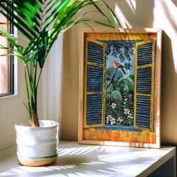 Matisse Style Parrot Print Fauvism Open Window Jungle Art - thumbnail 3