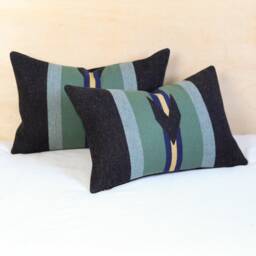 Wyeth Trail Oxford Wool Pillow Cover, Southwestern Lumbar Accent - Made To Order - thumbnail 3