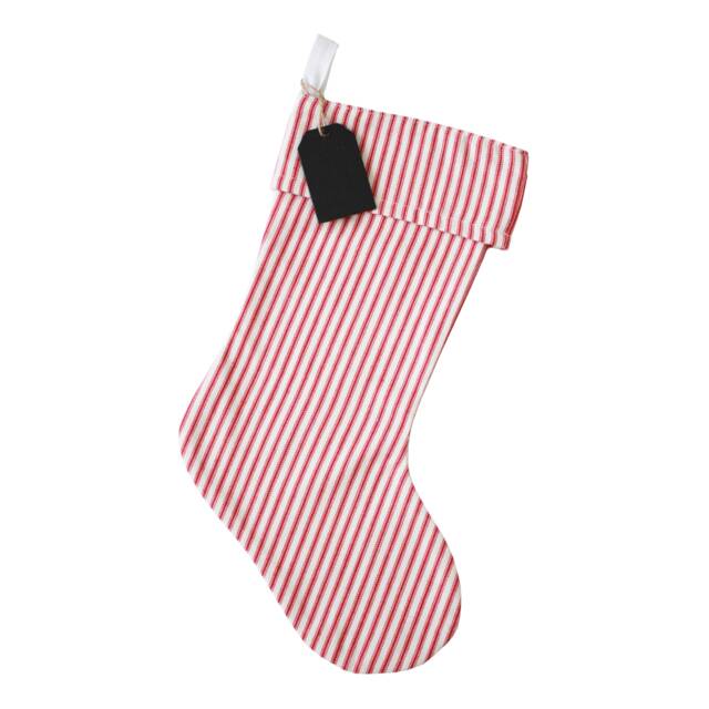 Ticking Christmas Stocking - Plain Cotton Natural Linen Stockings Family Farmhouse - image 1