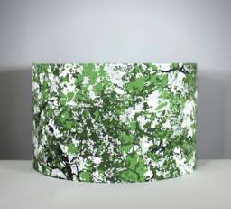 Green Abstract Tree Lampshade, Gold Lining Option, Botanical Pattern, 20cm To 45cm ??, Standard Drum Light Shade, Handmade By Vivid Shades - thumbnail 1