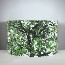 Green Abstract Tree Lampshade, Gold Lining Option, Botanical Pattern, 20cm To 45cm ??, Standard Drum Light Shade, Handmade By Vivid Shades - thumbnail 2