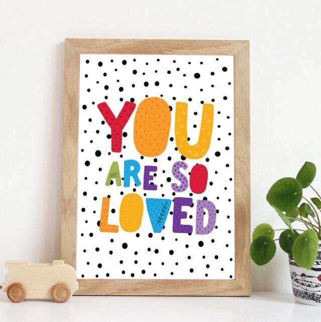 You Are Loved Print, Girls Nursery Prints, Rainbow Bedroom Decor, Childrens Playroom Wall Art, Boho - image 1