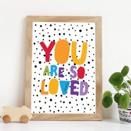 You Are Loved Print, Girls Nursery Prints, Rainbow Bedroom Decor, Childrens Playroom Wall Art, Boho - thumbnail 1