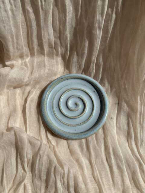 Sky Blue Soap Dish, Ceramic Bathroom Tray, Handmade Kitchen Pottery, Household Holder, Thrown Textured Dishes - image 1