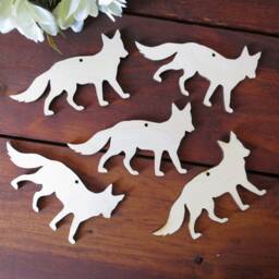 Fox Wooden Christmas Ornaments Rustic Woodland Decor, Set Of 5 - thumbnail 3