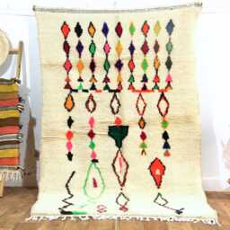 Custom Boujad Wool Rug - Abstract White Moroccan Carpet - thumbnail 2