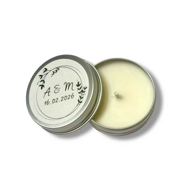 Personalised Wedding Favours, Floral Design - Soy Wax Candle Handmade Keepsake Gift - image 1