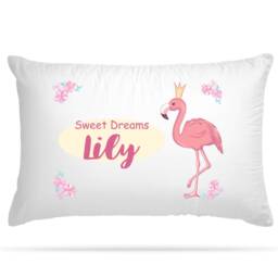 Personalised Cushion Cover Pillowcase Flamingo Any Name Print Gift For Kids Bedroom Decoration Boys & Girls - thumbnail 3