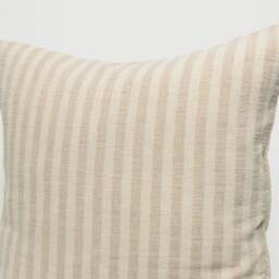 striped Linen Cotton Cushion Cover, Beige Natural Woven Pillow - thumbnail 3