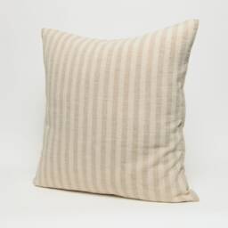 striped Linen Cotton Cushion Cover, Beige Natural Woven Pillow - thumbnail 2